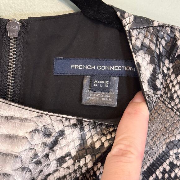 French Connection Mini Dress Womens 10 Gray Snakeskin Animal Print Sleeveless - Picture 6 of 7